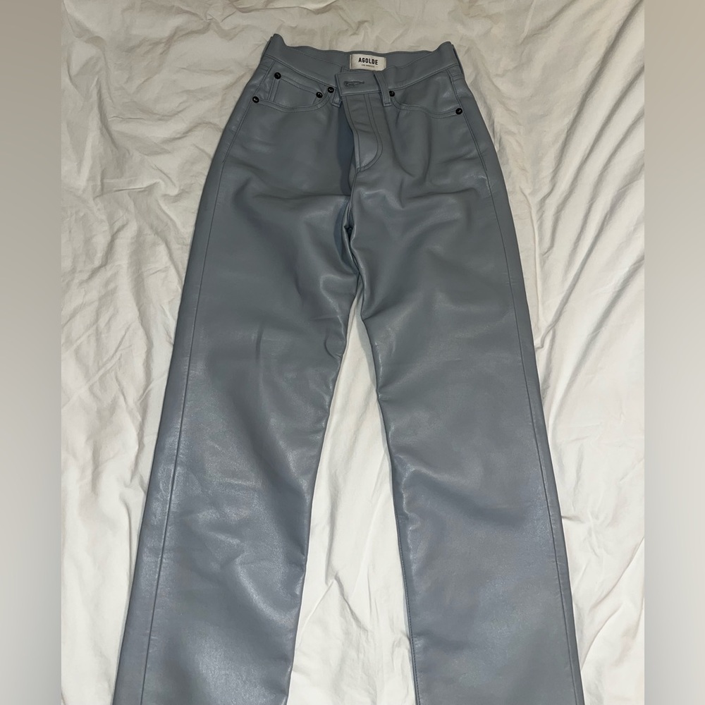 Agolde leather pants 90’s pinch waist recycled jeans blue high waisted 90s